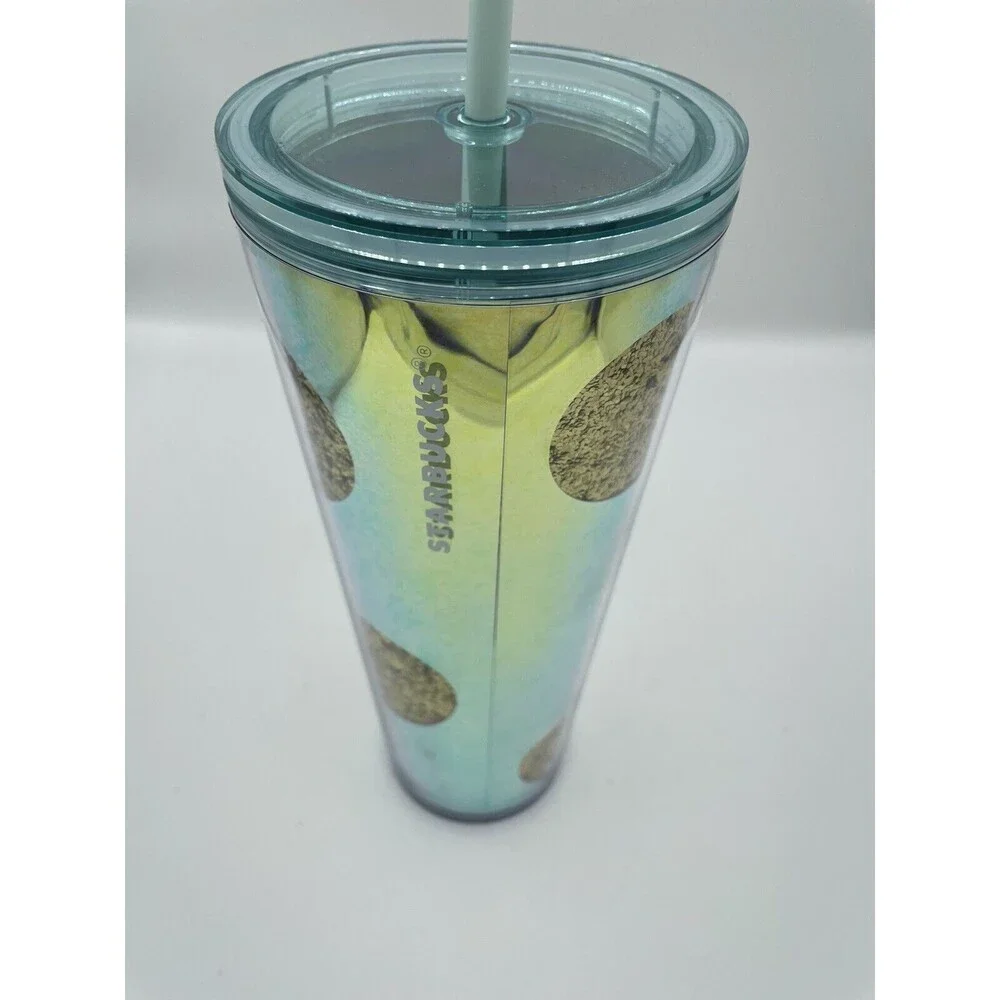 NEW Starbucks Holiday 2020 GOLD Glitter Dots 24oz Cold Venti Tumbler